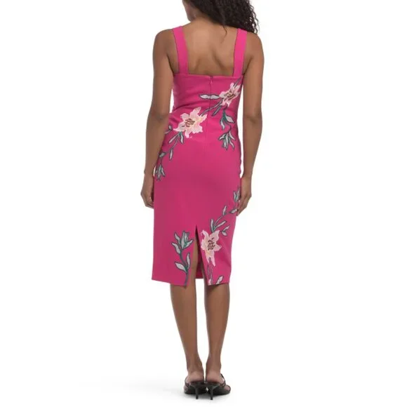 DRESS THE POPULATION fuschia Nicole Dress